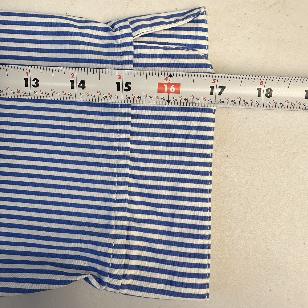 Alfred Dunner Floral Stripe Button Down Shirt Size 10 Blue Cotton Blouse Casual - Picture 10 of 13